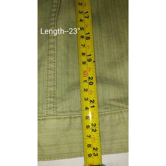 Chicos Platinum Denim Vest Sz 1 ( M) Sage Pastel Green Button Down Stretch - Picture 8 of 10